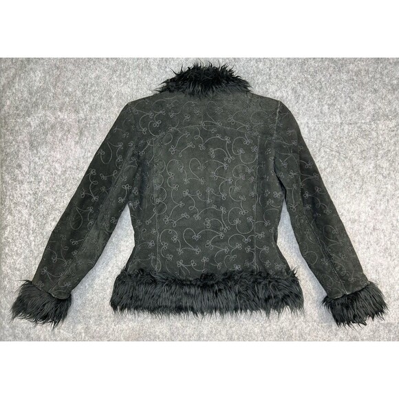 VTG Lobi Lobi Black Genuine Leather Penny Lane Embroidered Quilted Jacket Size M - Picture 6 of 13